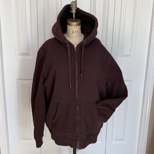 Old Navy Brown faux fur lined zip up hoodie